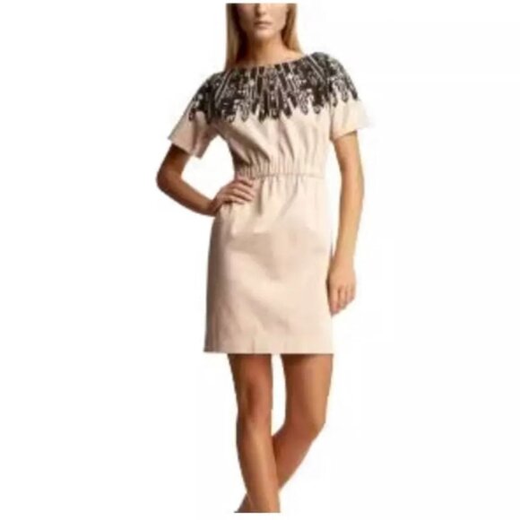 Gap Vena Cava Khaki Short Sleeve Mini Dress Tan Black Beige Awards Season - Picture 3 of 15